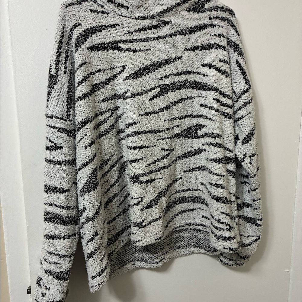 Maurices Black and White Patterned Turtleneck Sweater